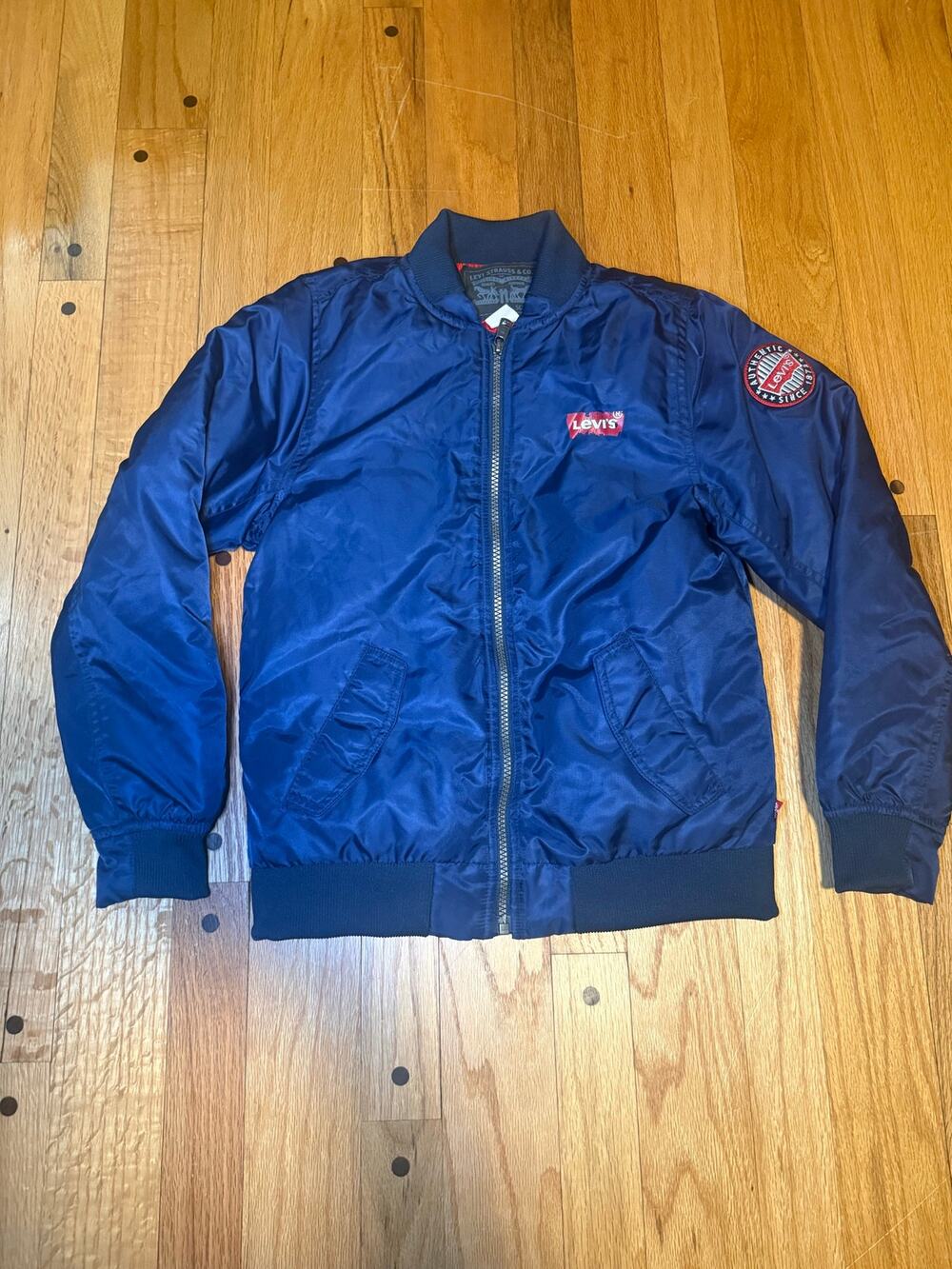 Levi's Big Boys M 10-12 Navy Bomber Jacket Logo Graphic Youth Varsity Coat